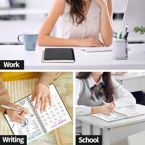 AHGXG Dotted Journal, Grid Spiral Notebook, 140 Pages, B5 (7.6" x 10") | 100 GSM Thick Dot Paper, Waterproof Plastic Cover Journals for Journaling, Sketching (Black) - color: Black, style: B5-Dotted