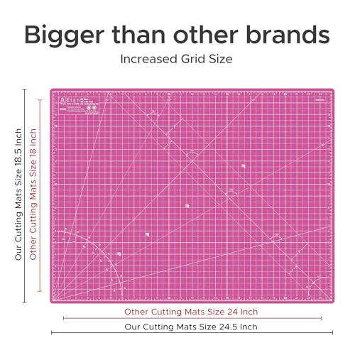 Elan Cutting Mat A2 Pink & Purple, Self Healing Cutting Mat 18x24 Inch, 5-Ply Craft Board Pink, Hobby Board for Crafts 18x24 Inch - style: 24 x 18"