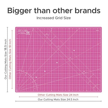 Elan Cutting Mat A2 Pink & Purple, Self Healing Cutting Mat 18x24 Inch, 5-Ply Craft Board Pink, Hobby Board for Crafts 18x24 Inch - style: 24 x 18"