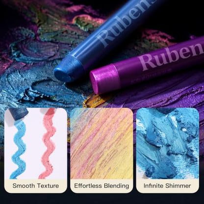 rubens Artist Metallic Oil Pastels of 12 Colors - color: 12 Artist Metallic Colors