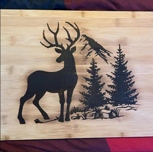 Forest Animal Stencils Bear Deer Wood Burning Stencils 6" | Reusable Wildlife Mountain Pine Tree Stencil for Painting on Wood Wall Fabrics DIY Crafts - style: Forest Animal