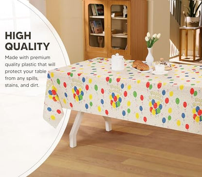 Utopia Kitchen Plastic Table Cloth Disposable [Birthday Check, 12 Pack] | 54x108 Inch Rectangle Tablecloth Waterproof Stain Resistant Party Table Cover - color: Birthday, size: 54X108 Inch - 12PC