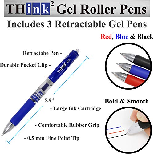 [24 Pack] Think2 Pens & Markers Supply Kit. Includes 3 Highlighter, 4 Permanent Markers, 2 Dry Erase Markers, 12 Color Gel Pens and 3 Retractable gel pens Supplies - color: Variety Pack