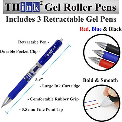 [24 Pack] Think2 Pens & Markers Supply Kit. Includes 3 Highlighter, 4 Permanent Markers, 2 Dry Erase Markers, 12 Color Gel Pens and 3 Retractable gel pens Supplies - color: Variety Pack