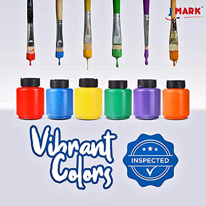 J MARK 38-Piece Toddler Paint Set, Includes Washable Tempera Paint, Art Smock, Painting Paper, Brushes, Tools