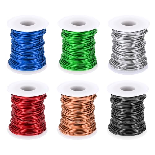 PATIKIL 12 Gauge 2 mm Aluminum Craft Wire, 49.2 Ft Metal Wire 6 Roll Armature Bendable Wire for Jewelry Making Metal Wrap DIY, Black/Silver/Rose Gold/Red/Sapphire Blue/Green - color: Black/Silver/Rose Gold/Red/Sapphire Blue/Green, size: 12 Gauge