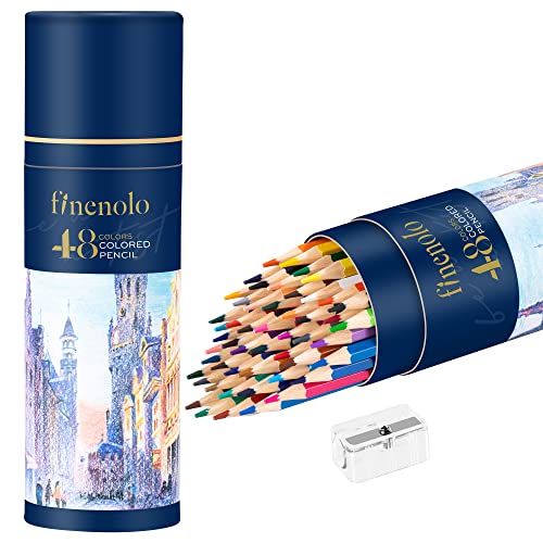 finenolo 48 Pack Colored Pencils for Adult Coloring Books | Soft Core, Art Drawing Pencils for Artists Beginners, Coloring Pencils Set with Sharpener for Coloring, Sketching, Painting - size: C-48 Color