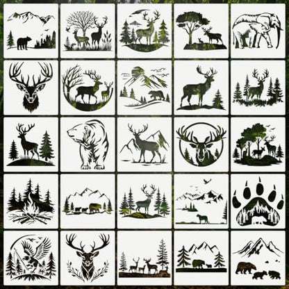 Forest Animal Stencils for Crafts Reusable 25Pcs Stencils(5.8X5.8 inch) - color: Animal 4
