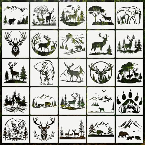 Forest Animal Stencils for Crafts Reusable 25Pcs Stencils(5.8X5.8 inch) - color: Animal 4