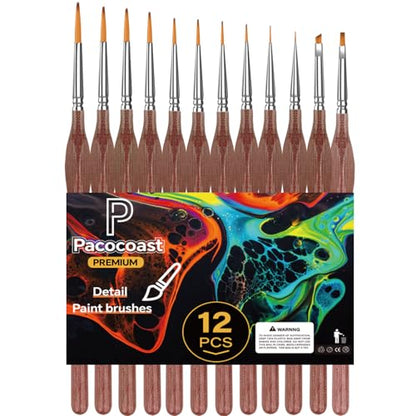 12PC Miniature Brushes, Pacocoast Detail Paint Brushes Set for Fine Detailing & Art Painting, Small Tiny Paint Brush Perfect for Acrylic, Paint by Number, Figurine, Craft, Models (Silver, Brown) - color: Silver, Brown