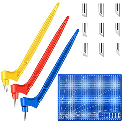 Craft cutting Tools Kit 360 Degree Rotating cutter Tools Art cut Tools with Pen 15/30/45 Degree Blades Mat for DIY Craft Hobby Scrapbook Stencil