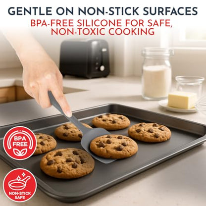 4-Piece Silicone Baking Spatula Set - Rubber Spatulas Silicone Heat Resistant, BPA-Free - Spatula Set for Nonstick Cookware - Baking Essentials - color: Gray
