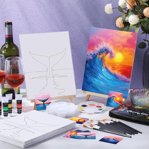 Sherr 12 Pcs Pre Drawn Canvas for Adults,Beautiful Scenery,8 x 10 Inch - size: 8 x 10 Inch, style: Beautiful Scenery