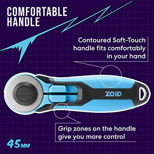 Zoid 45mm Rotary Cutter with Grip, Fabric Cutter Wheel, Rotary Cutter Blade, Mat Cutter, Craft Cutting Tool, Freehand Tool For Fabrics, Mats and Multiple Projects, Tbd - size: 45mm