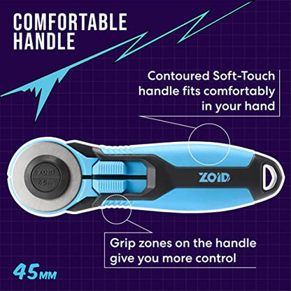 Zoid 45mm Rotary Cutter with Grip, Fabric Cutter Wheel, Rotary Cutter Blade, Mat Cutter, Craft Cutting Tool, Freehand Tool For Fabrics, Mats and Multiple Projects, Tbd - size: 45mm