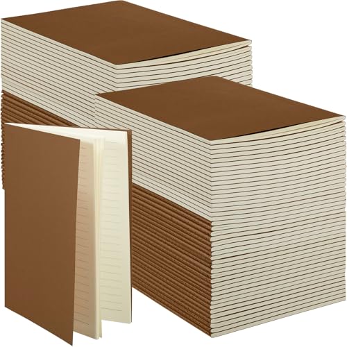 Mimorou 100 Pcs A5 Journals Notebooks Bulk,Dark Brown,Lined - color: Dark Brown, style: Lined