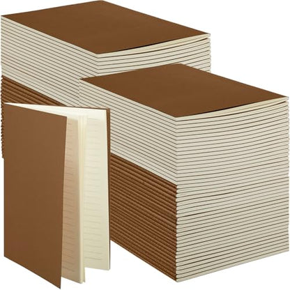 Mimorou 100 Pcs A5 Journals Notebooks Bulk,Dark Brown,Lined - color: Dark Brown, style: Lined