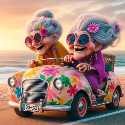 Hestarcul Grandmother Paint by Numbers Kits for Adults,Car Easy Adult Painting by Number on Canvas for Beginner, DIY Watercolor Painting for Gift Home Decor Relax. (car) - color: car