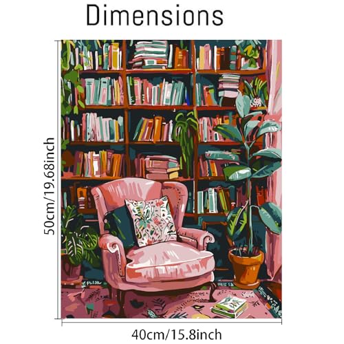 Clendo Pink Room Paint by Number for Adults Beginners, Study Room Adults Paint by Numbers Kits on Canvas, DIY Oil Painting Acrylic Paints for Home Wall Art Decor(16x20inch) - color: MT22493-US, size: Frameless