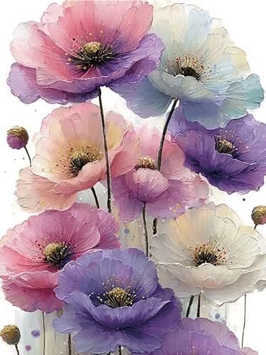 APTDYIGL 5D Colorful Flowers Diamond Painting Kits for Adults Beginner,DIY Flowers Diamond Art Kits for Adults,Round Full Drill Diamond Dots with Gem Art Kits,Home Wall Decor 12X16inch - color: HP107