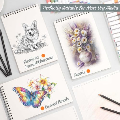 12 Pack Sketch Books 5.5 × 8.5 in, Top Spiral, 30 Sheets, Acid Free - color: Light Cyan, size: 5.5 × 8.5Inch（12 Pack）