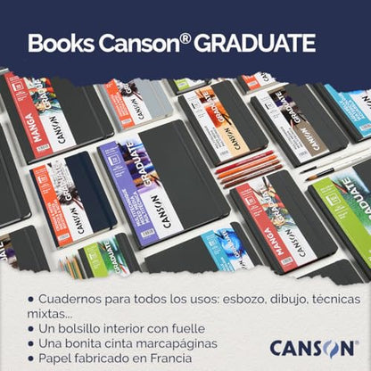 Canson Graduate Drawing Paper, Hard Cover Art Journal, 5.5x8.5 inches, 52 Sheets — Artist Paper for Pencil, Ink, Pen, Marker Illustration - size: 5.5x8.5