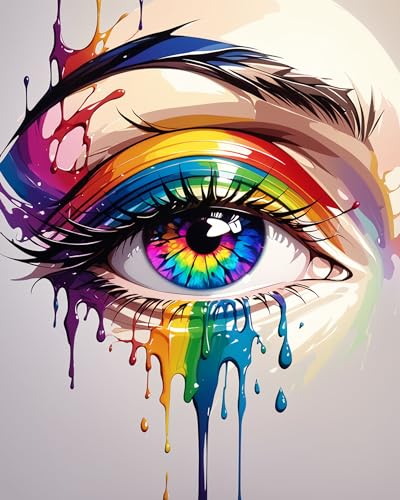 ldazao Colorful Eye Paint By Numbers Kit for Adults DIY Color Adult Paint By Number Kits Acrylic Canvas Painting Kit for Beginner Oil Painting Kits for Gift Home Wall Decor 16x20 Inch - color: SZ011