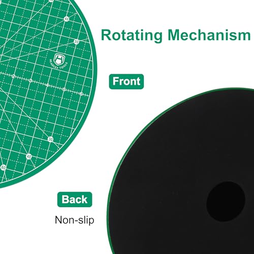 13"x13" Round Rotating Cutting Mat, Self Healing Mat with 360-Degree Rotation & Anti-Slip Base, Sewing Board Cutting Mat Perfect for Fabric Quilting Leather Hobby Project, Green - color: Green, size: 13"L x 13"W