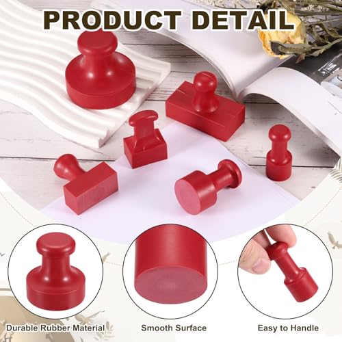 PATIKIL 50mm Stamp Rubber Round Handle, 2 Pcs Stamp Mounts Drawer Pulls for Carving Making DIY Crafting Scrapbooking, Red - size: 50x55mm