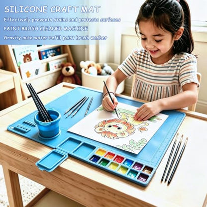 Art Station Set Brush Cleaner and Silicone Craftie Paint Mats - color: Blue