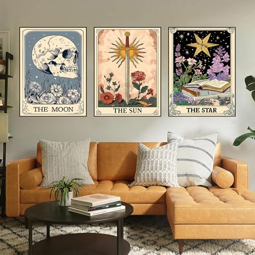 Axquilon 3 Packs Tarot Paint by Numbers Kit for Adults 12x16in - color: 3 Pack Tarot