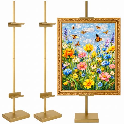 2 Pack Adjustable Tabletop Easel Stand Metal Picture Frame Stand Table Art Easels for Display Adjustable Picture Holder for Photo, Signs, Canvas(Gold,30 Inch) - color: Gold, size: 30 Inch