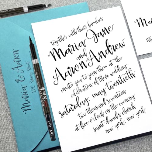 Calligraphy Hand Lettering Brush Pens Drawing Markers Beginners | Kits Chinese Japenese Pens Black Ink for Journaling, Writing, Art Drawing, 3 Size(Pack of 6)
