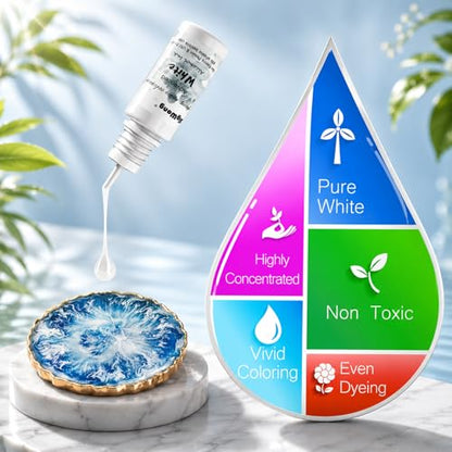 White Alcohol Ink Set - 12 Bottles White Colors Alcohol-Based Ink, Alcohol Paint Dye for Epoxy Resin Painting, Resin Petri Dish, Yupo Creations, Coaster, Painting, Tumbler - 120ml/4fl.oz