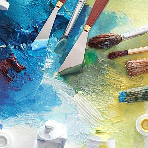 Honoson 2 Pcs Palette Knife Set Spatula Pallet Stainless Steel Wood Handle | Mixing Scraper Oil Painting Accessories,Metal Knives Wood Handle, Art Acrylic Draw Color Mixing Supplies, 2 Sizes