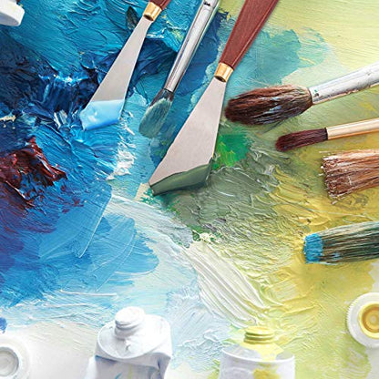 Honoson 2 Pcs Palette Knife Set Spatula Pallet Stainless Steel Wood Handle | Mixing Scraper Oil Painting Accessories,Metal Knives Wood Handle, Art Acrylic Draw Color Mixing Supplies, 2 Sizes