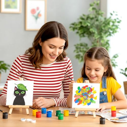Mini Wooden Easel Stand 4PCS, 5 inch Table Top Display Easels for Painting Canvas, Small Tripod Holder for Art Craft, Mini Stand for Photos Business Cards Wedding