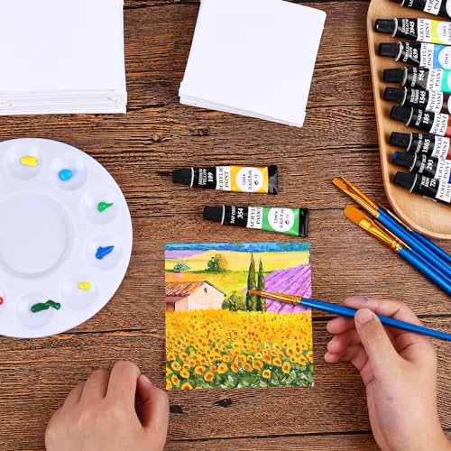 ESRICH Small Canvases for Painting 6x6 inch, 12 Pack Canvas Boards Cotton Painting Canvas Primed Acid Free Mini Blank Canvas Panels for Oil Paint,Watercolor,Acrylic Paint,Gouache&Tempera., White - size: 6x6in 12pack