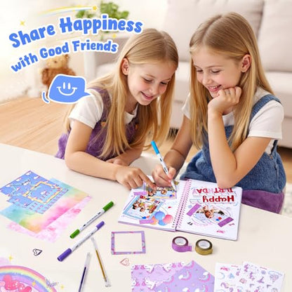 JoyCat DIY Journal & Scrapbook Kit for Girls Ages 8-12 with Storage Bag | Storage bag keeps diary and scrapbook supplies together for journaling, travel and creative play