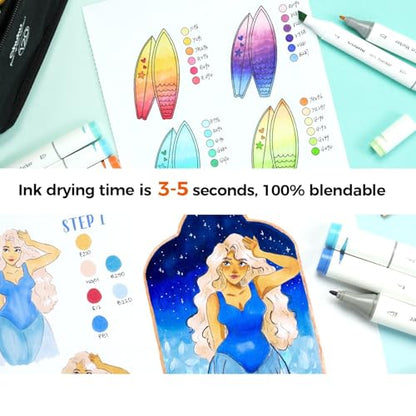 Ohuhu 9"x12" Double-Sided Bleedproof Marker Pad Art Sketchbook 60 Sheets | Large Sketch Book - 90 LB/150 GSM Smooth Drawing Paper - 60 Sheets/120 Pages - Spiral-Bound Sketch Pad for Alcohol Markers - size: 9" x 12”