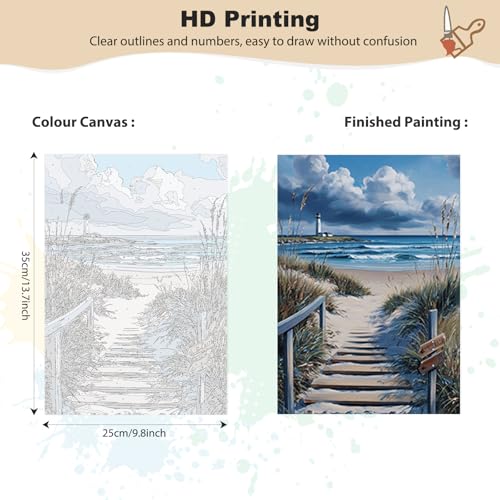 EOBROMD Framed Paint by Numbers Kits for Adults with Wooden Easel, Landscape Seaside DIY Paint by Numbers for Adults Beginner, Painting on Stretched Canvas, Home Decor Gift 10x14 Inch - color: LG048