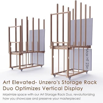 Art Storage Rack, Art Canvas Storage, Art Drying Rack, Canvas Boards Rack Art Storage with Handle & Caster Wheels for Drawing Board, Panel, Paper Pad for Art Studios, Artworks, Gallery - size: 18"D x 39.5"W x 32.5"H