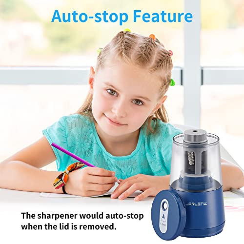 JARLINK Electric Pencil Sharpener, Heavy Duty Helical Blade, Auto Stop - color: Blue