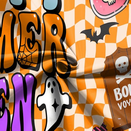 8x6FT Summerween Backdrop Happy Summerween Halloween Ghost Magic Pot Tombstone Background for Boy Girl Women Summer Halloween Party Decorations Vinyl