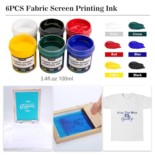 Caydo 66 PCS All-in-One Screen Printing Kit - 50W LED UV Exposure Screen Printing Light, Screen Printing Ink, Screen Printing Photo Emulsion, Instructions