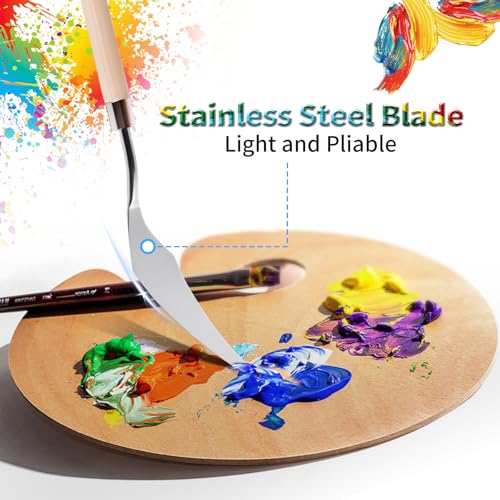 4 Pcs Palette Knife, Flat Head Spatula, Basswood Handle | Stainless Steel Painting Knife, Oil Paint Metal Knives, Pallet Painting Knives for Oil, Acrylic and Canvas Drawing