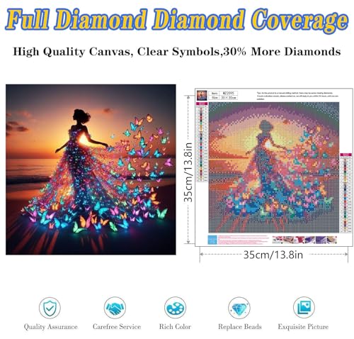 Dugsmgd Butterfly Diamond Art Kits for Adults, Diamond Painting 12X12 Inch - color: Butterfly Girl