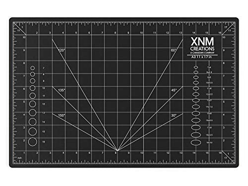 XNM Premium Self Healing Cutting Mat - 12 Inches by 18 inches - A3, 3 Layer Quality PVC Construction - Dual Sided, Imperial and Metric Grid Lines - Perfect for Cutting, Sewing, and Crafts - size: 18"L x 12"W