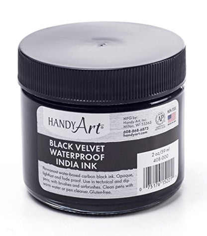 Handy Art Black Velvet India Ink 2oz Glass Jar