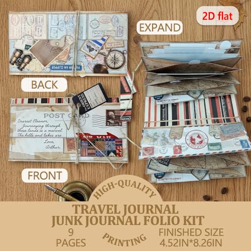 Accordion Folio Mini Project,Folio Booklet Craft Kit, Junk Journal Kit, Scrapbooking Supplies, Journaling Decor, Mini Folio Writer Folder Project, Arts & Crafts Gifts, Handmade Decor Accessories